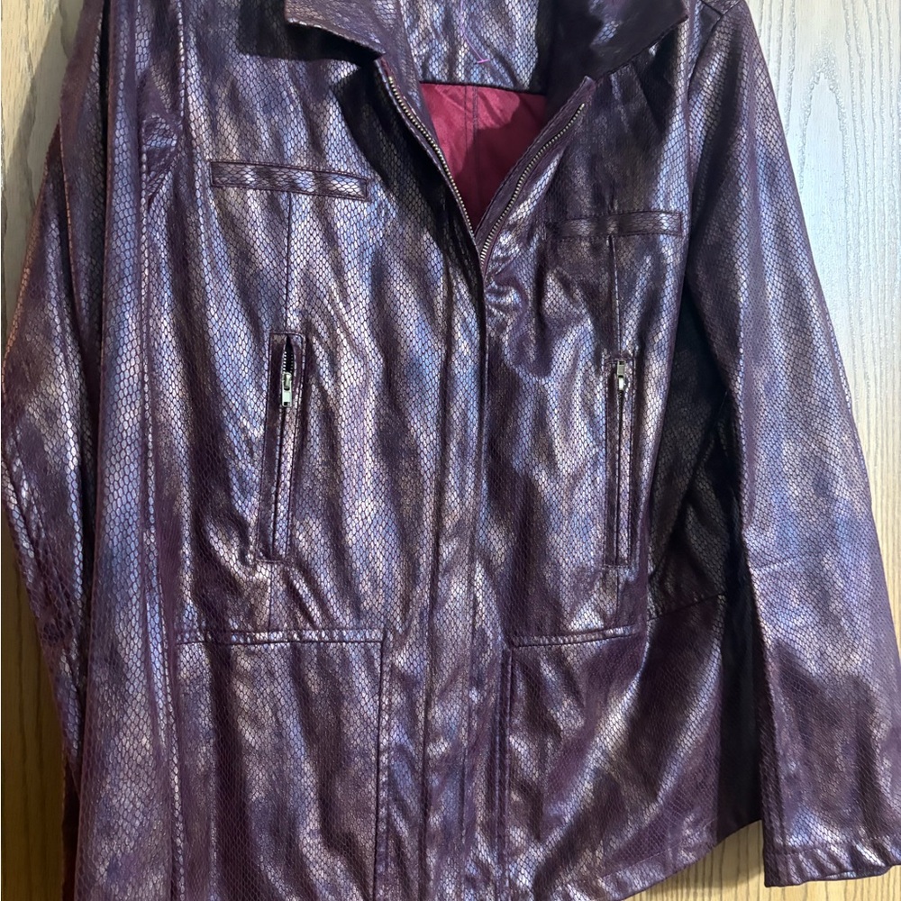 Elegant Maroon Faux Leather Jacket for Women